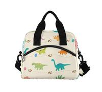 WDdZzyy Borsa per il pranzo da uomo beige con illustrazione di dinosauri con tracolla per insegnanti e ufficio