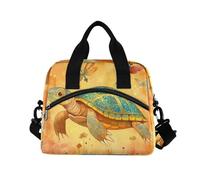 WDdZzyy Borsa per il pranzo in terracotta con tartaruga in cartone animato rettile con tracolla per ragazzi ecologico