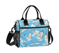 WDdZzyy Borsa per il pranzo per bambini con motivo uccellino comune poiana bianco latte con tracolla borsa per il pranzo per donna università