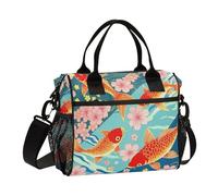 WDdZzyy Borsa per il pranzo vintage giapponese Ukiyo-e fiore pesce isolata con tracolla morbida borsa per il pranzo per la palestra di famiglia