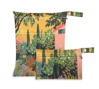 WDdZzyy Borsa per la lavanderia da giardino con cerniera e fiori colorati, confezione da 2, essenziale da viaggio per volare con manici per yoga