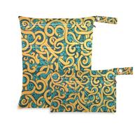 WDdZzyy Borsa per la lavanderia impermeabile con motivo geometrico piatto, giallo, confezione da 2, essenziale da viaggio per bambini, con manici per piscina