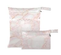 WDdZzyy Borsa per vestiti prop1 color oro rosa con texture effetto marmo, confezione da 2 pezzi essenziali da viaggio per bambini, con manici per fare il bagno