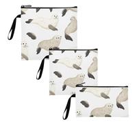 WDdZzyy Borsa porta merenda riutilizzabile bianca con sigillo dei cartoni animati, confezione da 3, borsa portatile per il pranzo per amici del campo e attrezzatura