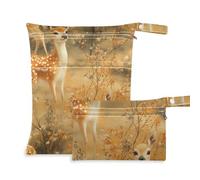 WDdZzyy Borsa riutilizzabile in stile dipinto cinese con cervi maculati per asilo nido, confezione da 2 elementi essenziali da viaggio per volare con manici per fare il bagno