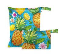 WDdZzyy Borsa riutilizzabile per bambini con frutta estiva ananas limone blu confezione da 2 elementi essenziali da viaggio per bambino con manici per yoga
