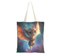 WDdZzyy Borsa tote con illustrazione di drago carino stellato con tasche per donne con tasche con manici borse di tela riutilizzabili all'ingrosso regali fantastici per amiche