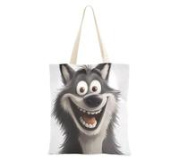 WDdZzyy Borsa tote con lupo divertente cartone animato felice con tasche per le donne con tasche con manici borse riutilizzabili regali da spiaggia sfusi