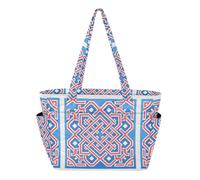 WDdZzyy Borsa tote da donna borsa da spiaggia per viaggi e spostamenti quotidiani con fondo rinforzato piatto motivo astratto quadrato oro rosso