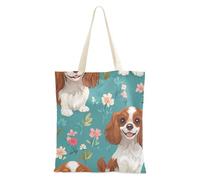 WDdZzyy Borsa tote da donna con cane Cavalier King Spaniel con tasche con manici in tela riutilizzabile regalo di compleanno