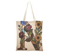 WDdZzyy Borsa tote da donna in vetro con lettera N a forma di fiore
