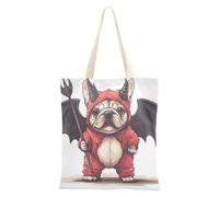 WDdZzyy Borsa tote giocosa con bulldog demone malizioso con tasche per le donne con tasche con manici borse di tela riutilizzabili regali fantastici sfusi per amiche femminili
