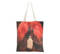 WDdZzyy Borsa tote in tela gotica con castello di vampiri, per donne, con tasche con manici, borse riutilizzabili per amici, regali di compleanno