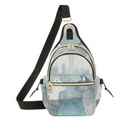 WDdZzyy Borse a tracolla da donna Anti Theft Mens Chest Bag per viaggio,Incontri Acquerello Due Gatti Profilo
