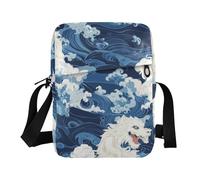 WDdZzyy Borse a tracolla per le donne Piccole Borse a tracolla Casual Borsa da donna Borse a tracolla per le donne Cinghia regolabile per all'aperto Mostri giapponesi quotidiani Onde blu