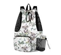 WDdZzyy Borse con coulisse per uomo donna borsa da piscina con tasche interne Pull String Back Pack Dry Wet Separazione divertente Koala Bianco