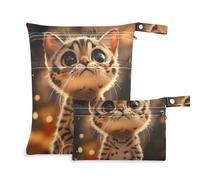 WDdZzyy Borse da bagno riutilizzabili con gatti del Bengala in lutto, confezione da 2, essenziali da viaggio per volare, con manici per viaggiare