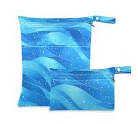 WDdZzyy Borse da viaggio con fiocco di neve blu Wave prop1 da viaggio, confezione da 2 borse per pannolini, articoli essenziali con manici per palestra