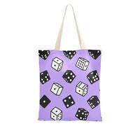WDdZzyy Borse della spesa in tela viola con dadi neri e bianchi per le donne con tasche con manici borse di tela riutilizzabili regali all'ingrosso