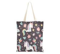 WDdZzyy Borse di tela di canapa del fiore viola degli unicorni per le donne borse di tela del regalo di massa