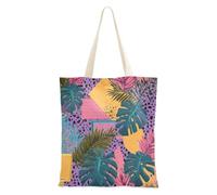 WDdZzyy Borse di tela retrò leopardo viola con foglie tropicali per le donne con tasche con manici borse di totalizzatore riutilizzabili regali all'ingrosso