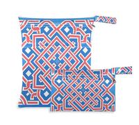 WDdZzyy Borse riutilizzabili piatte con motivo geometrico quadrato oro rosso per nuotatori confezione da 2 elementi essenziali da viaggio per volare con manici per piscina