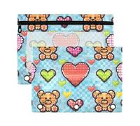 WDdZzyy Bracciale con perline orso amore farfalla perline raccoglitore matita caso con finestra trasparente matita organizzatore grande capacità 2 PCS scuola classe ufficio organizzatori