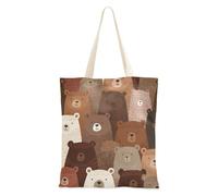 WDdZzyy Brown Bear Cartoon Cute Borsa di tela per le donne per le donne con tasche con manici borse di totalizzatore riutilizzabili Bulk regalo di compleanno