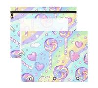 WDdZzyy Cane Candy, astuccio trasparente con 3 anelli, per lettere formato A4, confezione da 2 pezzi, per insegnanti e rientro a scuola