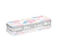WDdZzyy Carino cartone animato blu sirena scatola di plastica per matite Penscase a due piani per forniture artistiche con scatto e coperchio