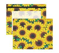 WDdZzyy Carino cartone animato fiori girasole matita scatola con cerniere lisce cartella di plastica per A4 lettera di carta 2 pack studenti forniture scolastiche
