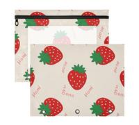 WDdZzyy Carino cartone animato fragola beige astuccio adorabile tasca cartelle per 3 anelli raccoglitore 2 pack studenti casa