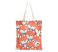 WDdZzyy Carino Cartoon Fox Arancione Tela Tote per le Donne Con Tasche Con Manici Riutilizzabile Tela Tote Bulk Beach Regali