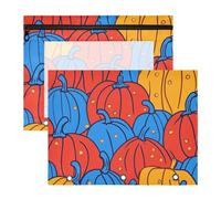 WDdZzyy Cartamodelli astratti a forma di zucca, colore rosso e blu, con 3 occhielli rinforzati, 3 fori, per lettere di carta A4, confezione da 2, per studenti e articoli artistici