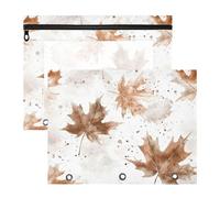 WDdZzyy Cartella portadocumenti in plastica resistente, in stile retrò, con aceri ad acquerello, marrone, per raccoglitori a 3 anelli, confezione da 2 per insegnanti e casa