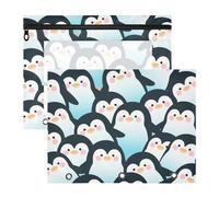 WDdZzyy Cartella portadocumenti in plastica trasparente con pinguino blu e nero, per lettere formato A4, confezione da 2 pezzi, materiale scolastico per insegnanti
