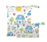 WDdZzyy Cartone animato carino colorato Stick Figure prop1 Borse per panno 2 Pack Borsa per pannolini Articoli essenziali con manici per palestra