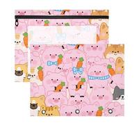 WDdZzyy Cartone animato carino maialino rosa raccoglitore matite astuccio con 3 occhielli rinforzati portapenne custodia per 3 anelli raccoglitore 2 pack studenti classe