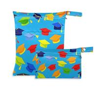 WDdZzyy Cartone animato Colore Mortarboard Hat Zip Pannolino Wet Bag 2 Pack Essenziali da Viaggio per Volare con Maniglie per il Bagno