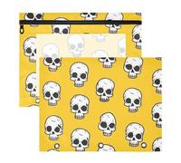 WDdZzyy Cartone animato Teschi Hip Raccoglitore Matita Pouch con Cerniere Liscia 3 Anelli Tasca per A4 Lettere Carta 2 Pack Insegnante Forniture Artistiche Storage