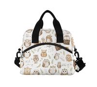 WDdZzyy Cartoon Barred Owl Light Lunch Bag isolato con tracolla Cooler Bag per Boy College