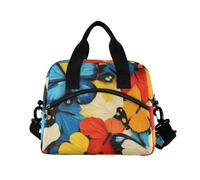 WDdZzyy Cartoon Colorful Arte Astratta Butterfies Borsa Pranzo Donne con Tracolla Lunch Coolers per il Lavoro per Maschio a tenuta stagna