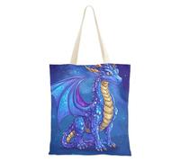 WDdZzyy Cartoon Dragon Royal Blue Borse della spesa di tela per la spesa per le donne con tasche con manici borse di tela riutilizzabili Bulk regali freddi per le amiche femminili