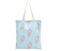 WDdZzyy Cartoon Ice Cream Blue Tote Bag Tela per le donne con tasche con manici Borse di tela riutilizzabili Bulk Regali di Natale