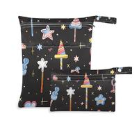 WDdZzyy Cartoon Magic Black Cute prop1 - Borsa da viaggio grande, 2 pezzi, essenziale da viaggio per bambini, con manici, da viaggio