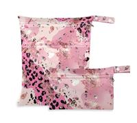 WDdZzyy Champagne Pesca Cheetah Borsa Bagnata Lavabile Baby Pack 2 Pack Travel Essentials per Volare con Manici per Pannolini per Bambini