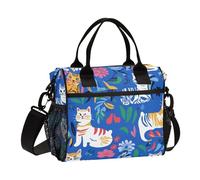 WDdZzyy Chic American Cats Royal Blue Borsa per il pranzo da donna con tracolla a tracolla borsa per il pranzo per ragazze picnic