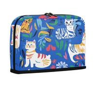 WDdZzyy Chic American Cats Royal Blue Pencil Pouch Grande Capacità Make Up Bag con Cerniera Cancelleria Penna Borsa per Adolescenti Forniture per la Scuola Superiore