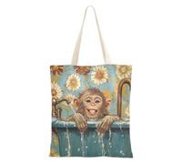WDdZzyy Chic Rhesus Monkey Macaque Borse di Tela per le Donne Con Tasche Con Manici Riutilizzabile Tela Totes Bulk Regalo di Compleanno