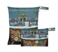 WDdZzyy Chic Russian Blue Cats Retro Vasca da bagno con cerniera Dry Bag 2 Pack Travel Essentials per neonati con manici per piscina